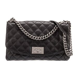 AUTHENTIC CHANEL Medium Brilliante Flap Messenger Bag Quilted Caviar 2015